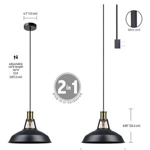 Globe Matte Black and Brass Hanging Light